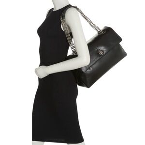 Kurt Gieger London Kew XXL Black Leather Purse Shoulder Bag NWT 15”x10”x5.5”